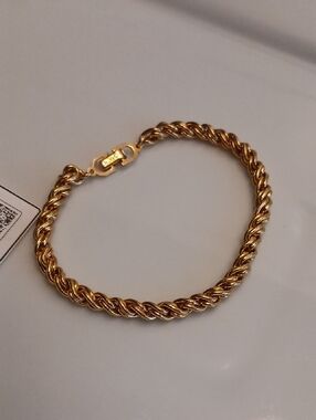 Christian Dior Gold Plated Spiral Chain Bracelet 7.25 C O A